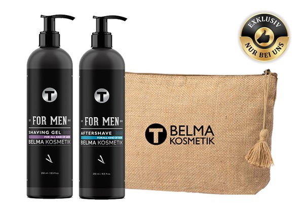 BELMAKOSMETIK T for Men - das Set: After Shave 250 ml & Shaving Gel 250ml & Kulturbeutel